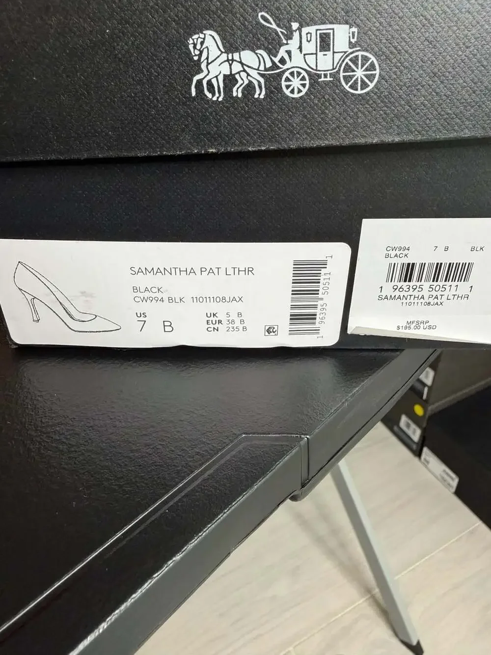 Coach Samantha Black Patent Leather Pointed Toe Pumps CW994 Women’s 7 BNIB $195
